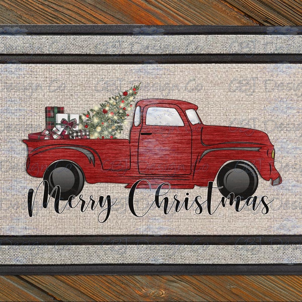 Red Truck Doormat Etsy