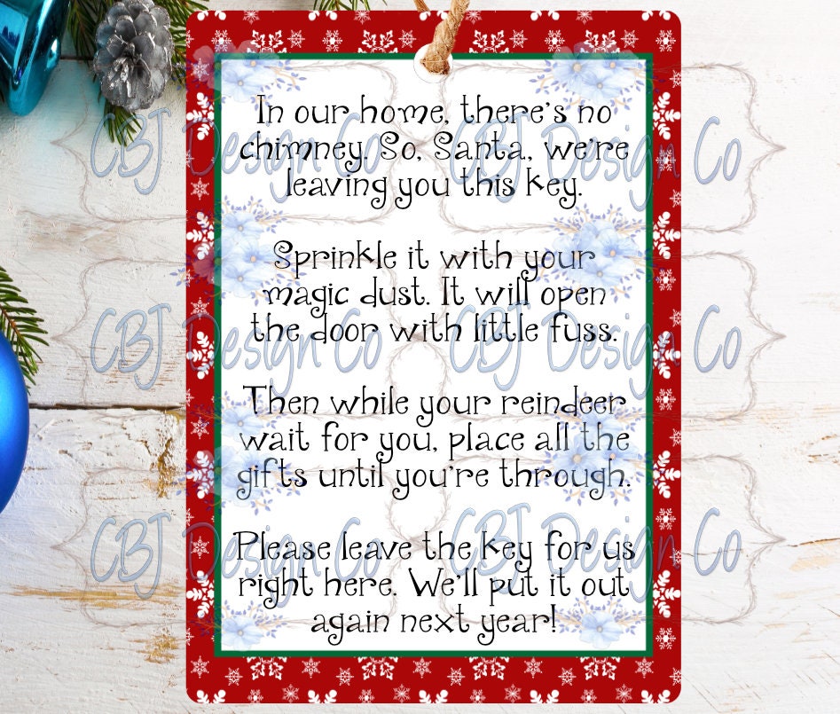 Digital Download Santa's Magic Key Poem Christmas - Etsy