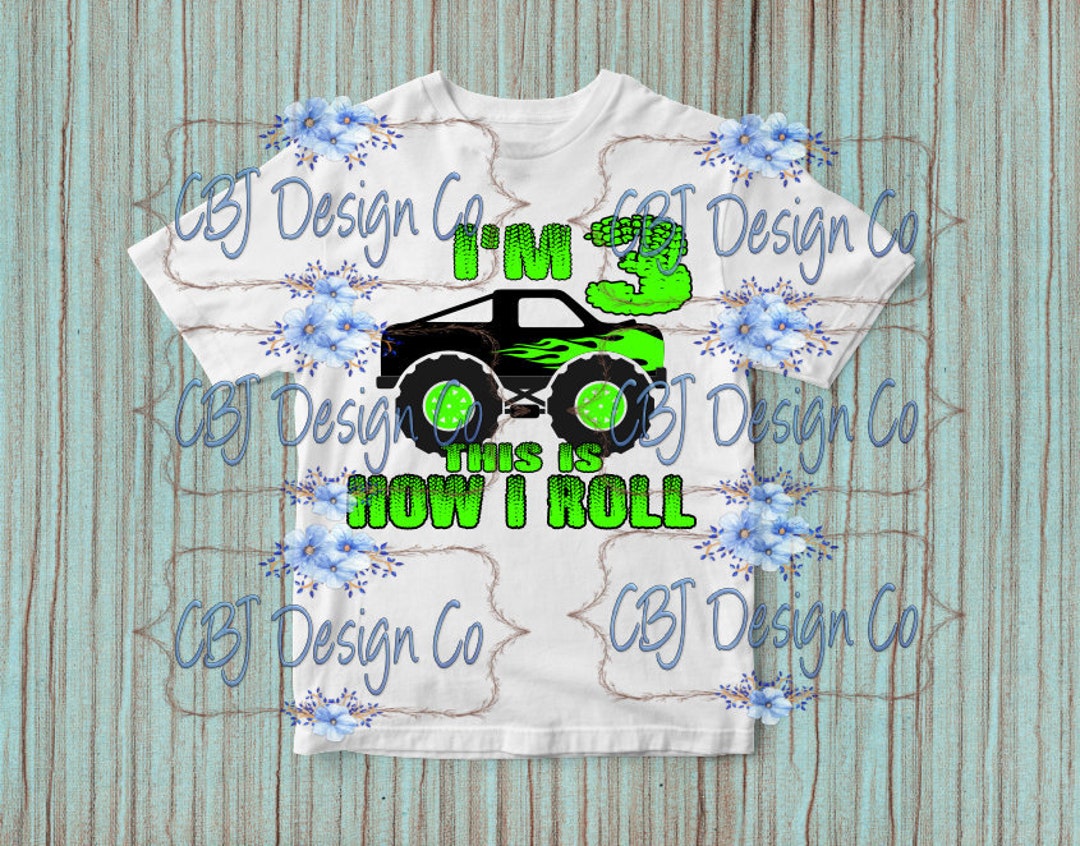 Digital Download, Monster Truck, 3rd Birthday Design, PNG for ...