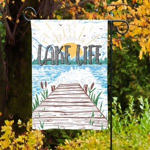 Download digitale per sublimazione, Lake Life Flag Design, Lake Life Garden Flag Design, Lake Flag Design, Lake Design