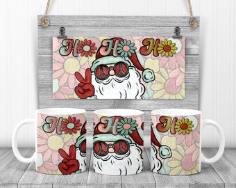 Digitaler Download für Sublimationsdruck, 11 Unzen Weihnachtsbecher-Design, Santa Becher Design, Retro-Weihnachtsdesign, Retro-Santa-Becher-Design, Weihnachtsbecher