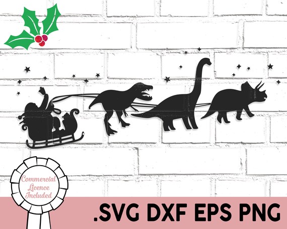 Download Free Christmas Dinosaur Sleigh Ride Svg Cut File With Commercial Etsy SVG DXF Cut File
