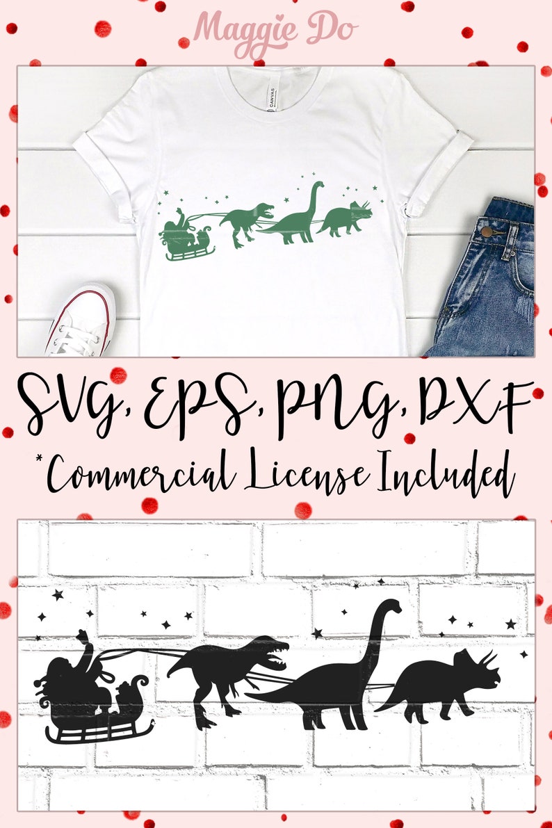 Download Christmas Dinosaur sleigh ride SVG cut file with ...