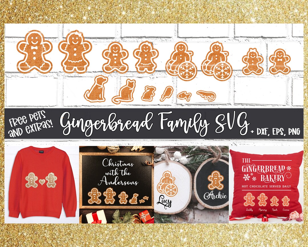 Gingerbread Man SVG and Family Set, Personalized Christmas Family Clip