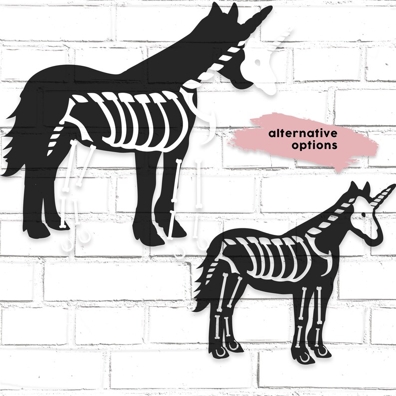 Download Unicorn Skeleton SVG Halloween tee design for HTV or | Etsy