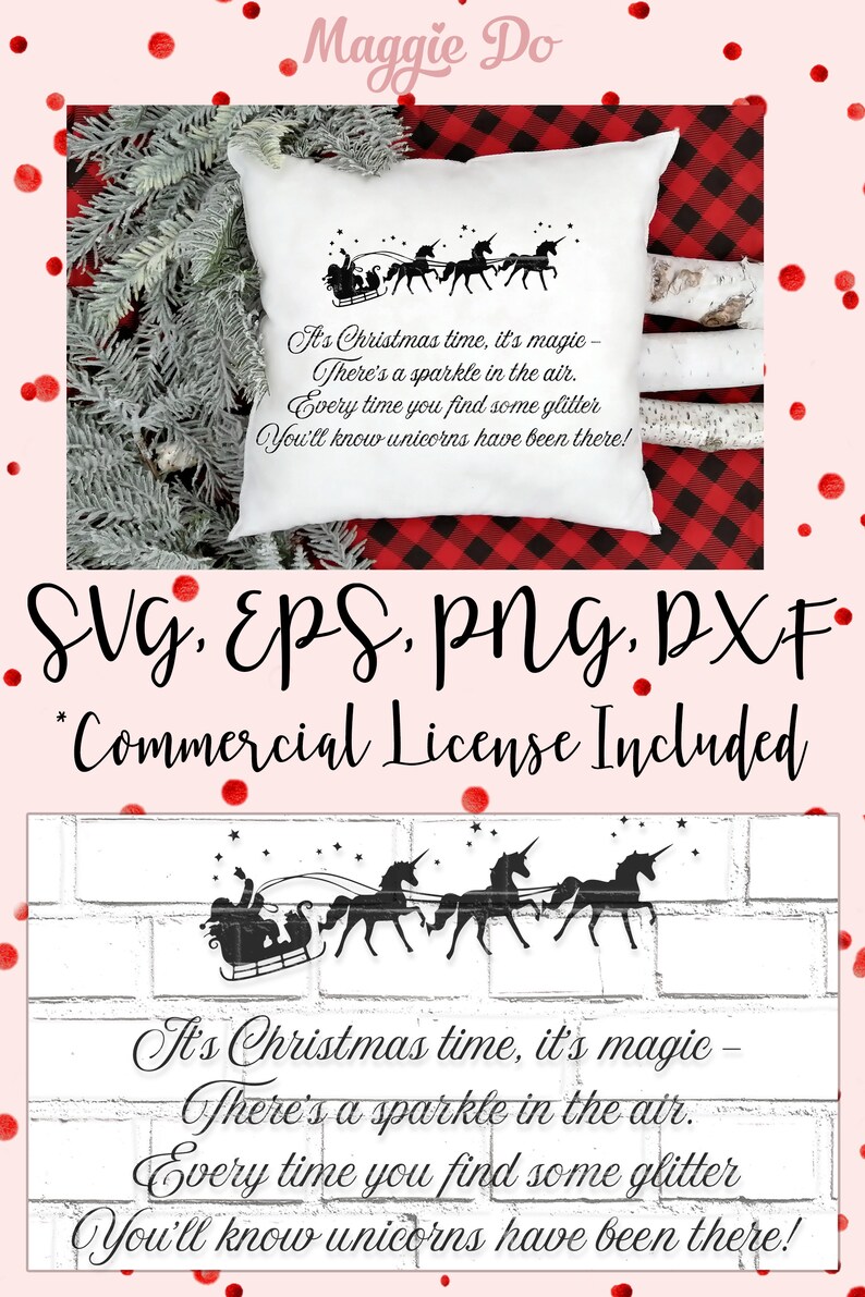 Download Christmas Unicorn SVG Father Christmas sleigh ride and poem | Etsy