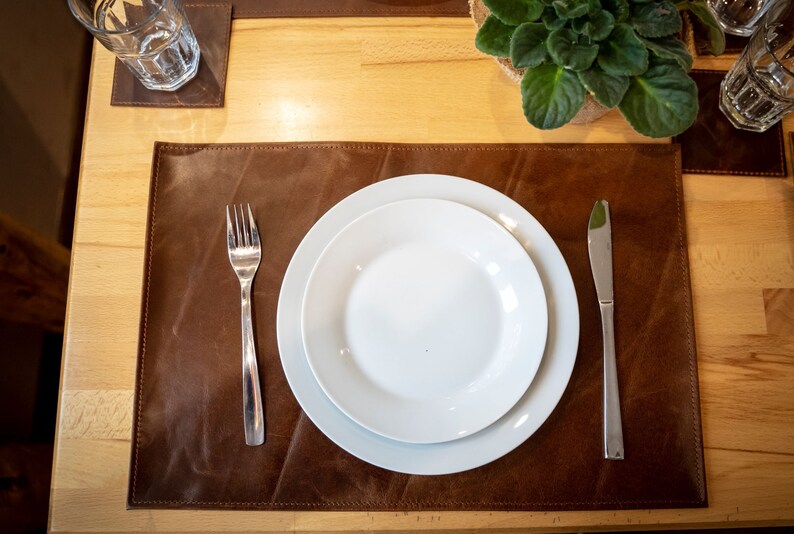 Geniune Leather Placemats and Coasters Table Placemats Etsy