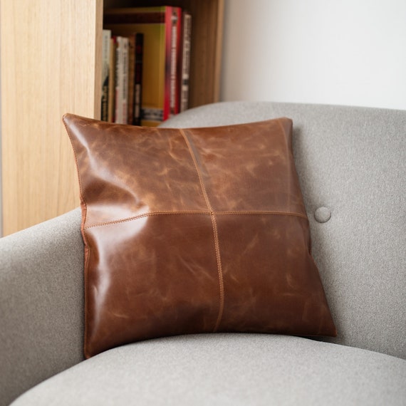 etsy leather pillow