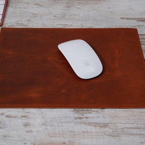 Genuine Leather Mouse Pad, Premium Quality Real Leather 29 x 22.5cm ,Premium Office Décor Accessory, Cognac