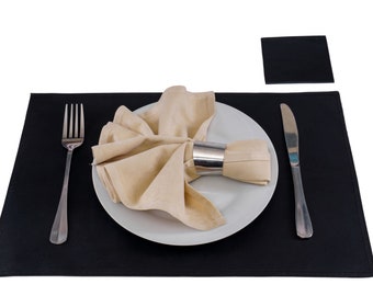 Tovagliette e sottobicchieri in vera pelle, tovagliette da tavola 45 x 30 cm, set da pranzo in pelle italiana - Combinazioni accettate