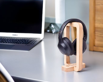 Supporto per cuffie in legno, supporto per cuffie, gancio per cuffie da scrivania - Regalo per giocatori e audiofili. Supporto per cuffie da gioco in compensato.