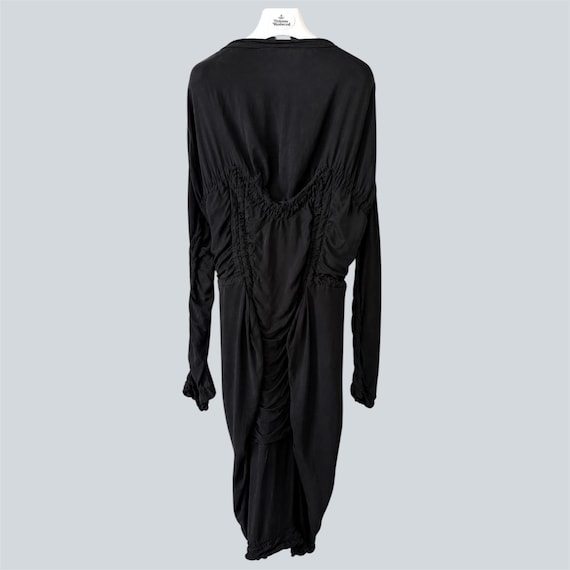 Vivienne Westwood Gold Label Black Draped Silk Wool Dress Avant Garde Gothic Punk Made in Italy UK L