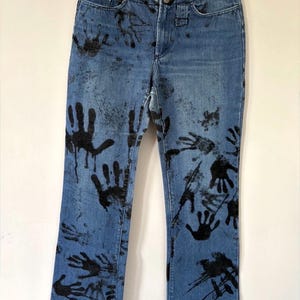 パンツ 2000's archive design paint denim pants Y2k Painted Jeans - Etsy