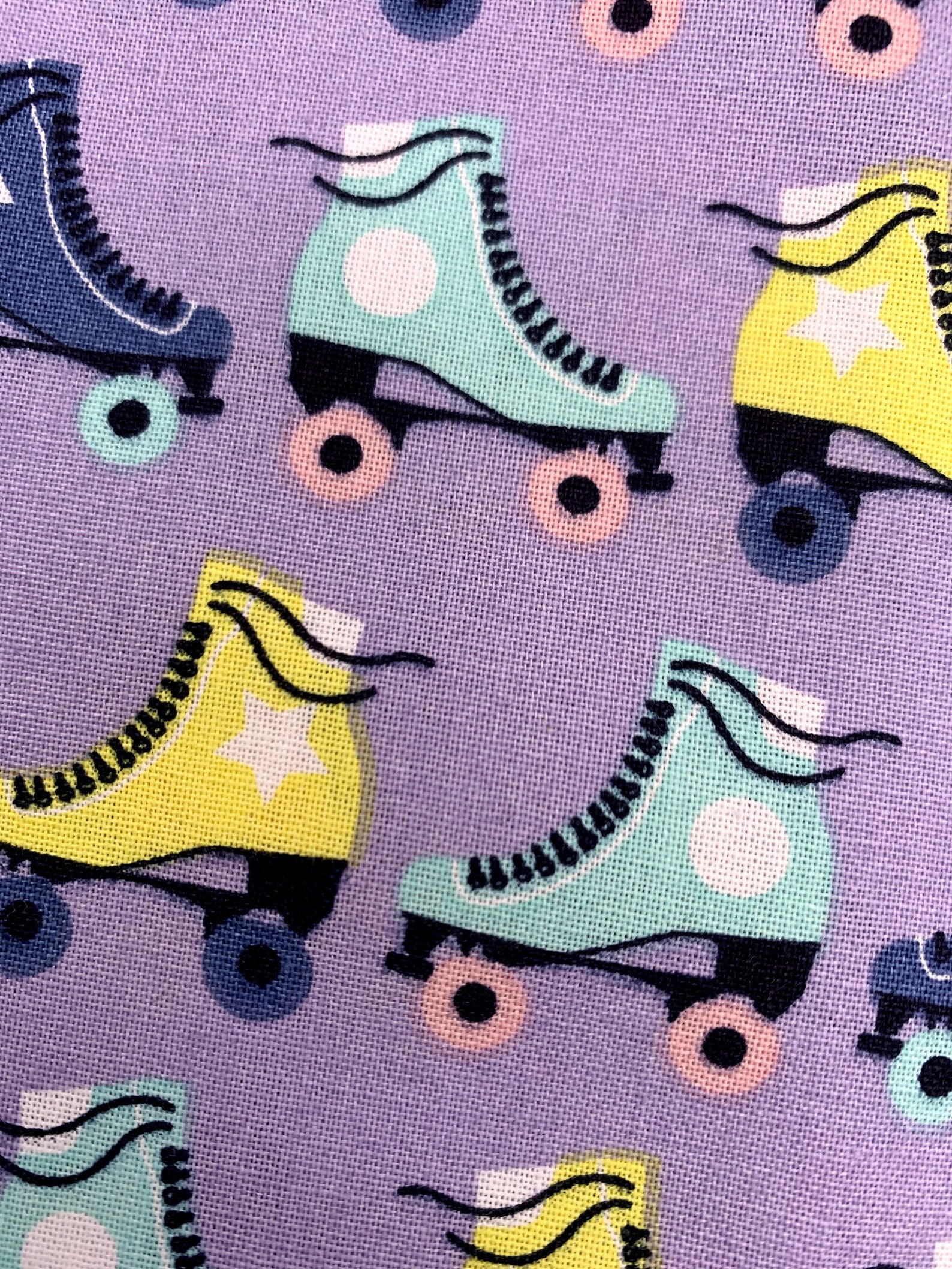 Roller Skate Cotton Fabric. 100% Cotton Fabric. Purple and | Etsy