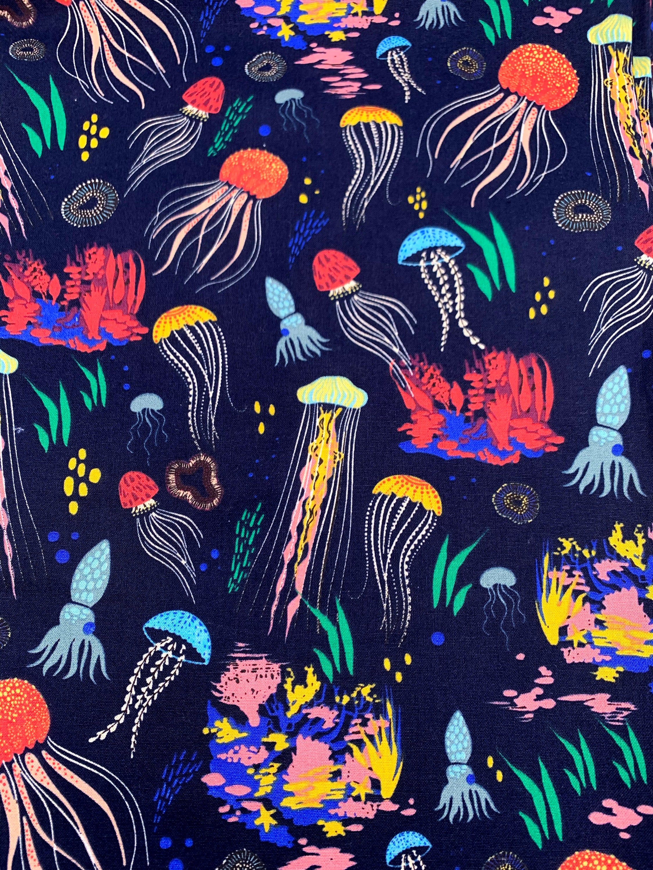 Jellyfish Under the Sea Cotton Fabric / Fabric cut by the yard Etsy
