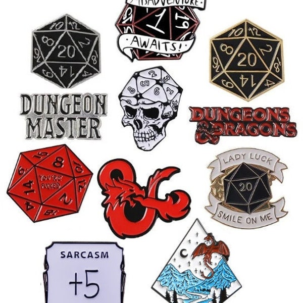 DnD Enamel Pins | 12 Styles Available | Dungeons and Dragons | Roleplaying Games | Kobold Krafts