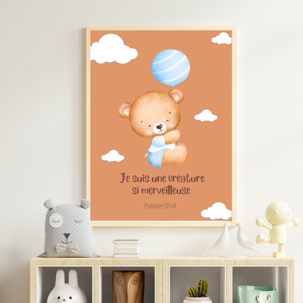 I am such a wonderful Creature, Psalms 139/ Printable Poster/Children's room/Nursery/School/Occasional gifts