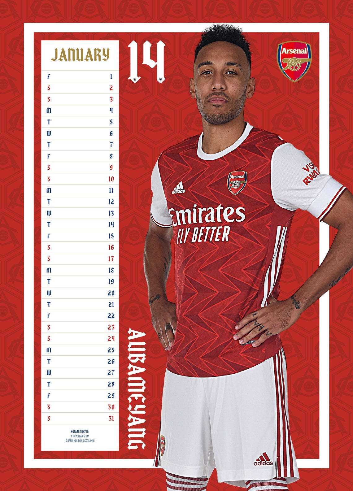 Official Arsenal Football Club Personalised 2021 Calendar Etsy