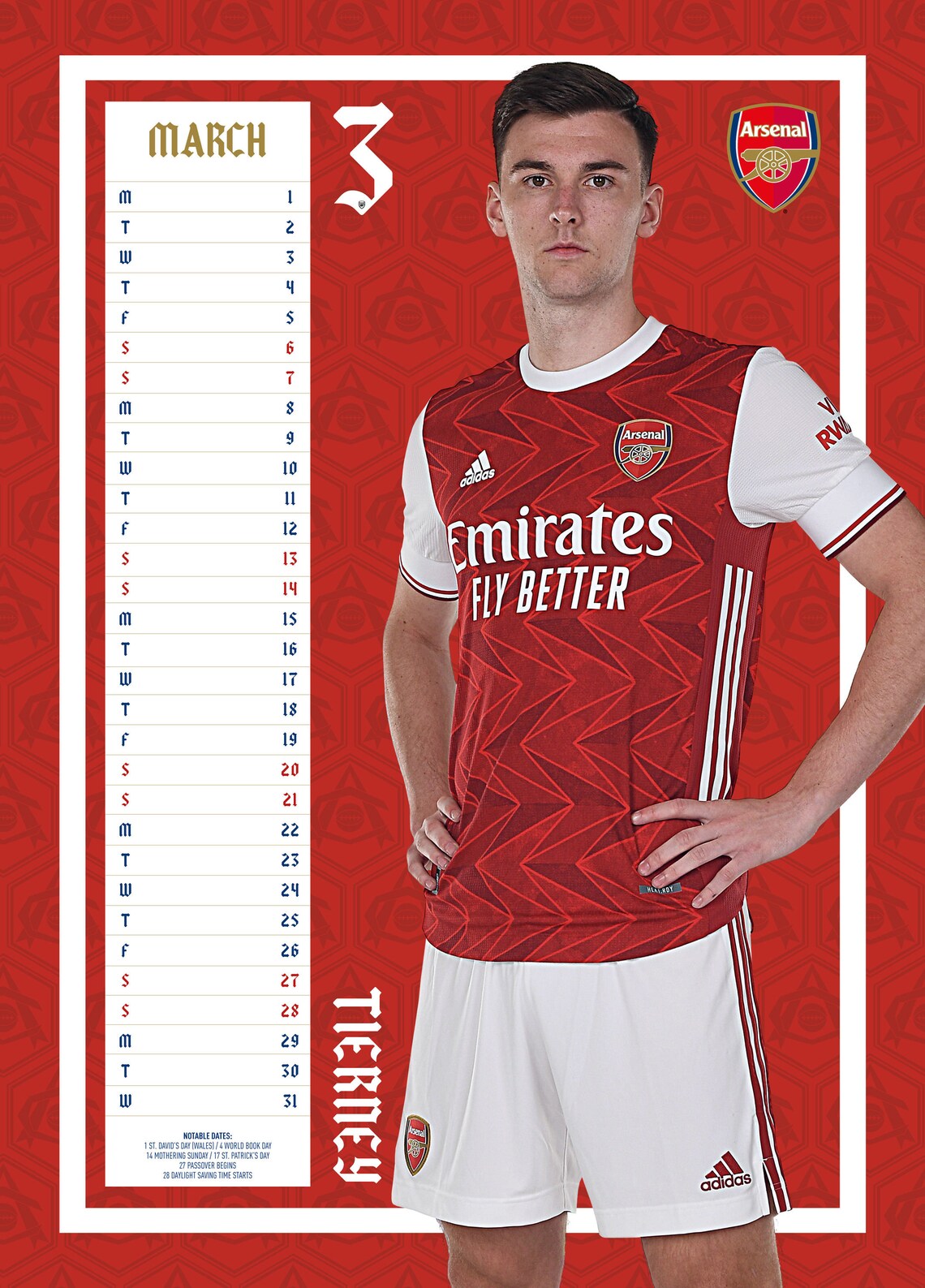Official Arsenal Football Club Personalised 2021 Calendar Etsy