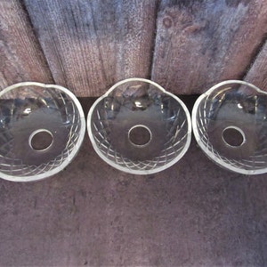 Set of 3 Large Vintage Pressed Lead Crystal Candle Cup Bobeches for Chandelier; Lamp Light Repair Parts E16