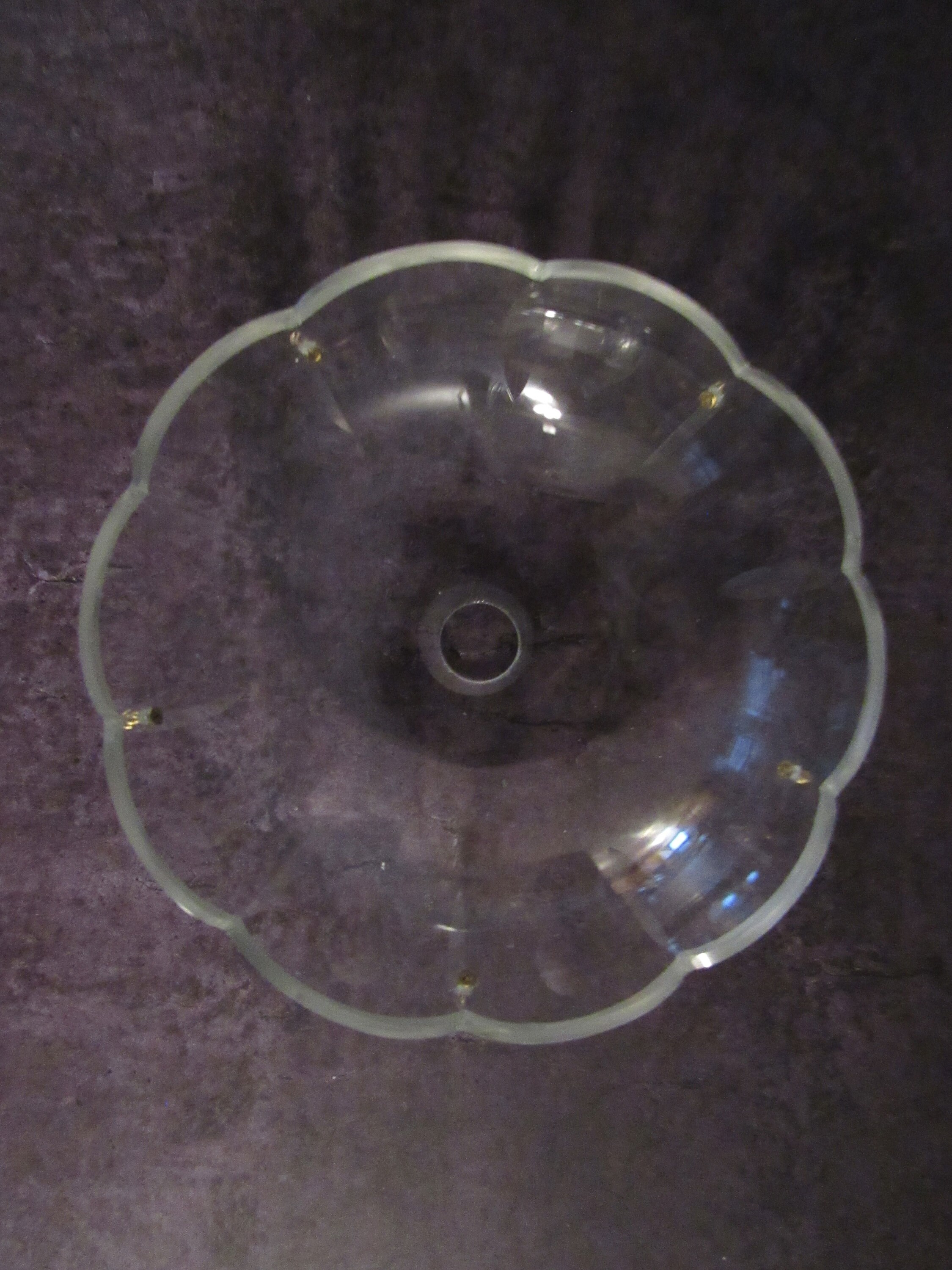 thumbnail image 2 of 4-Pack Pressed Glass Round Lamp Prism Bobeche With 4 Brass Pins - For Chandelier Restoration (#BB914) 2 of 14