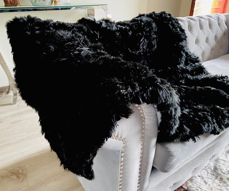 Black Alpaca Fur Throw Alpaca Real Fur Throw Blanket Plush Etsy