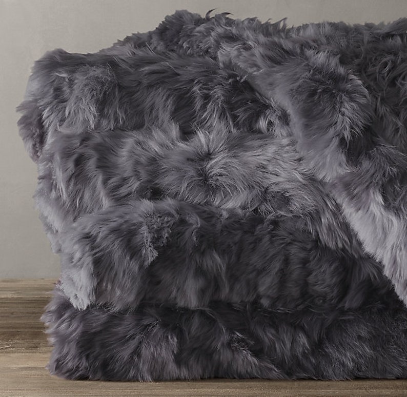 Grey Alpaca fur throw Alpaca real fur throw blanket Plush Etsy