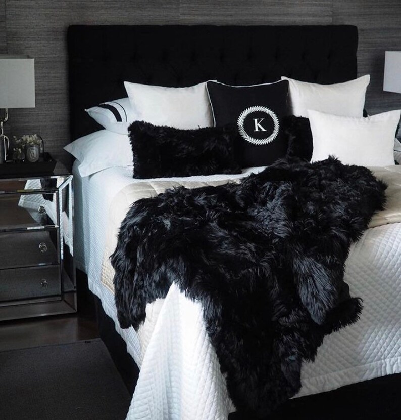 Black Alpaca fur throw Alpaca real fur throw blanket Plush Etsy