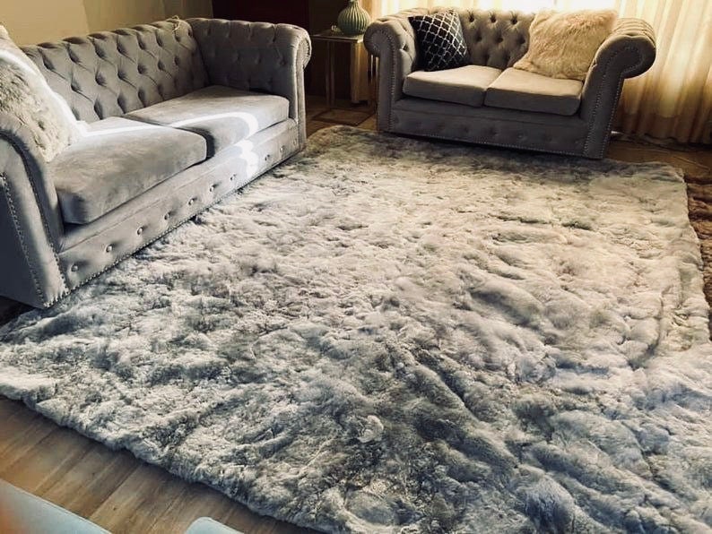 Deluxe Silver Baby Alpaca rug handmade in Peru Premium Etsy