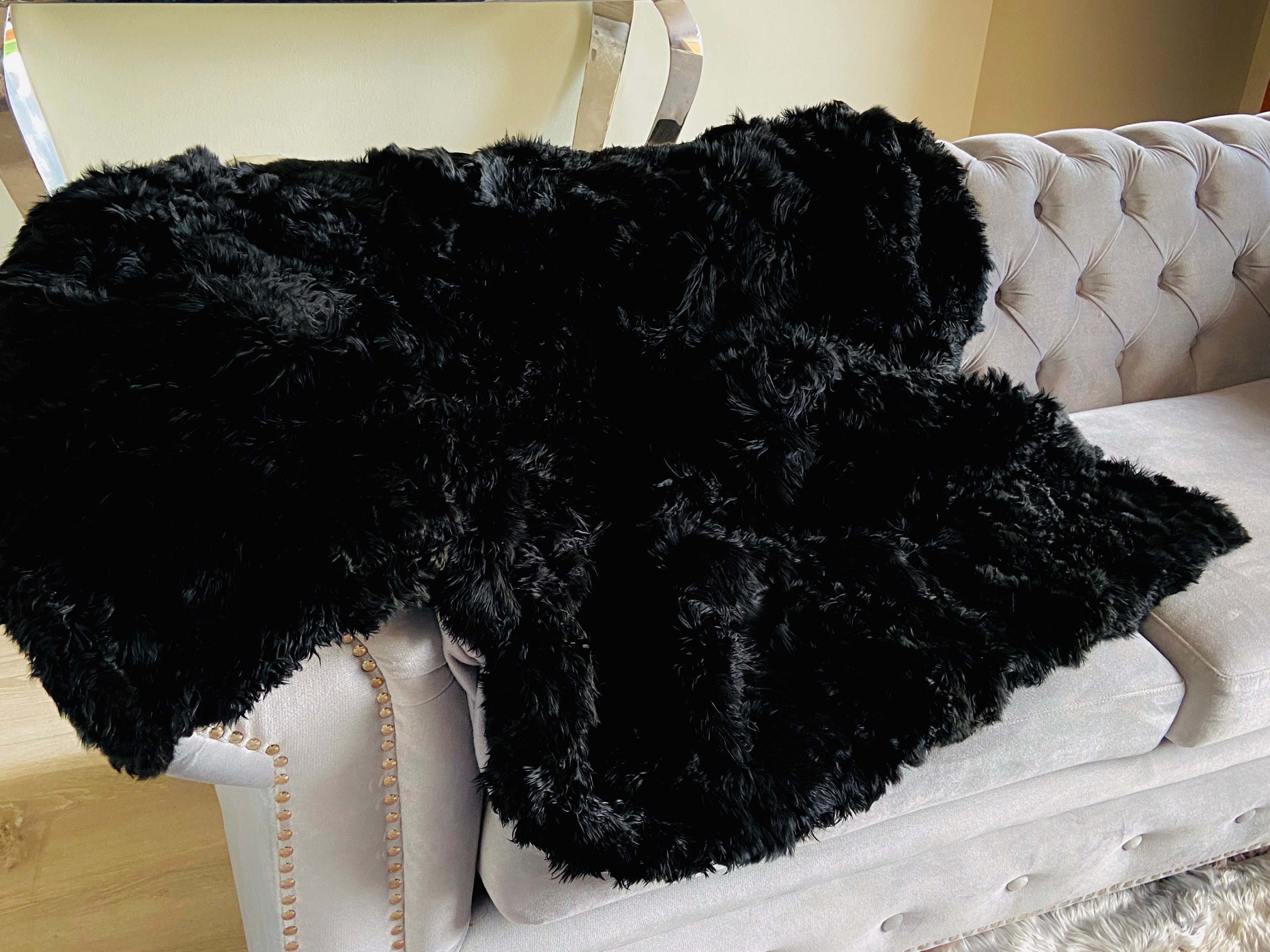 Black Alpaca fur throw Alpaca real fur throw blanket Plush Etsy