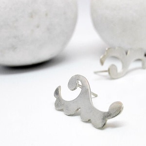 Minimalist Waves Stud, Sterling Silver Handmade Earrings, Modern Jewelry