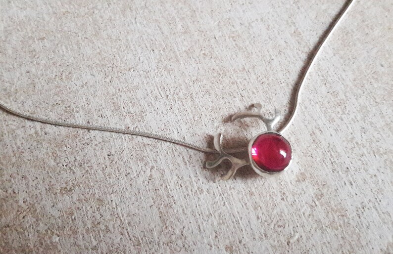 Rudolph Red-Nosed Reindeer Pendant, Red Corundum Christmas Charm image 4