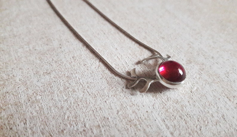 Rudolph Red-Nosed Reindeer Pendant, Red Corundum Christmas Charm image 2