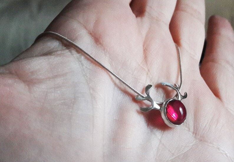 Rudolph Red-Nosed Reindeer Pendant, Red Corundum Christmas Charm image 6