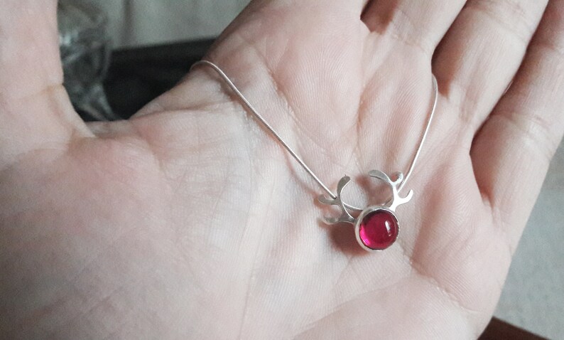 Rudolph Red-Nosed Reindeer Pendant, Red Corundum Christmas Charm image 8