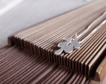 Tiny Oak Leaf Pendant, Handmade Modern Jewelry