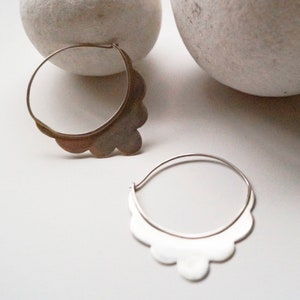 Large Ethnic Hoop, Sterling Silver Tribal Earrings