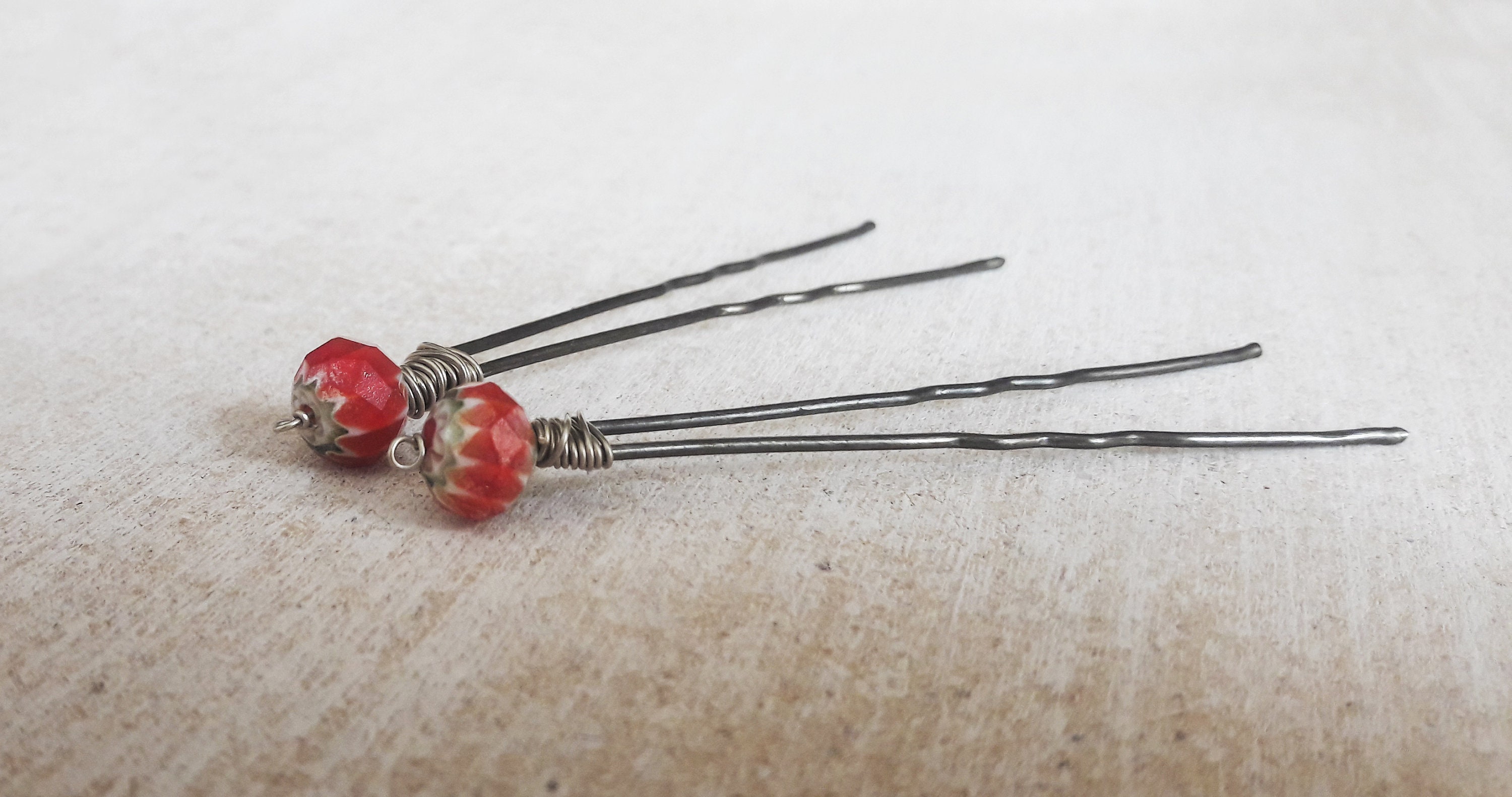 Red Hair Pin Wedding Accessories Bridal Hair Pins Etsy
