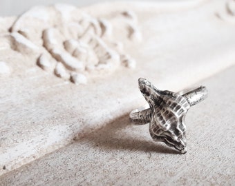 Seashell Silver Ring, Mermaid Jewelry
