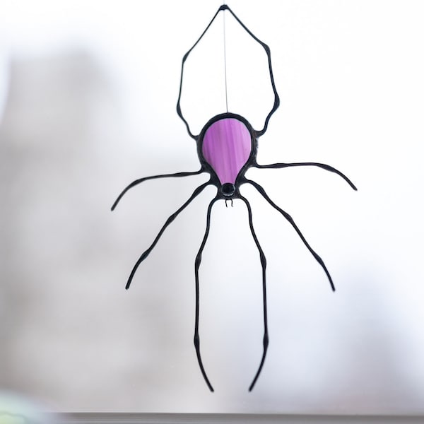 Stained Glass Spider Suncatcher - Halloween Window Hanging
