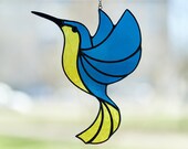 Stained glass Hummingbird suncatcher I Stand with Ukraine Ukraine shop