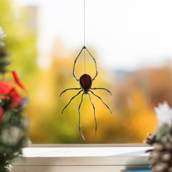 Stain Glass Spider, Christmas gifts for friend, Spider window hangings, Spooky Christmas spider ornament, Gothic christmas decor