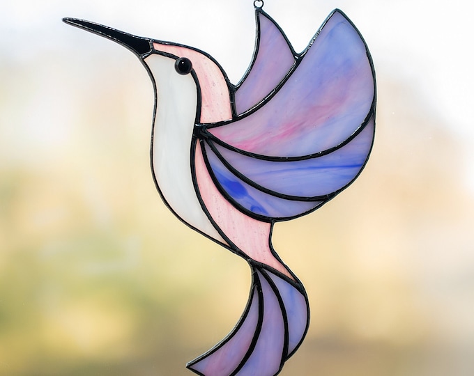 Buntglas Kolibri Suncatcher - Muttertagsgeschenk von der Tochter - Vogel Stain Glasfensterbehang - Glasvogeldekor