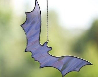 Stained glass Bat window hangings, Halloween gifts for friend, Stain glass Halloween decorations for badroom window