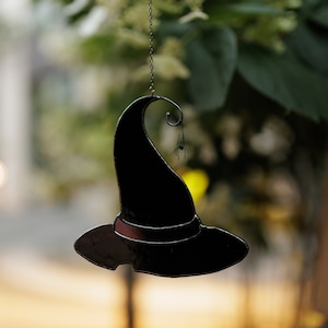 Witch Hat Stained Glass - Gothic Halloween Decor - Indoor Window Hangings - Unique Party Gift for Friend