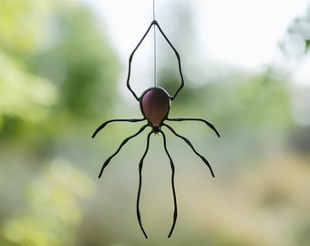 Intricate Stained Glass Spider - Unique Halloween Decor - Artistic Gift for Home and Garden