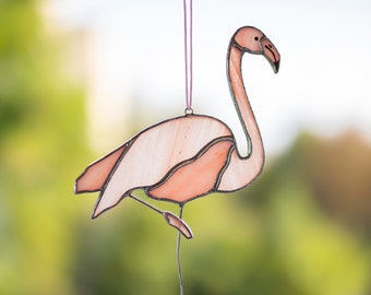 Stained glass Flamingo - Mothers day gifts - Stained glass Window Hangings - Pink Flamingo suncatcher - Beach Decor - Birthday Gift For Her