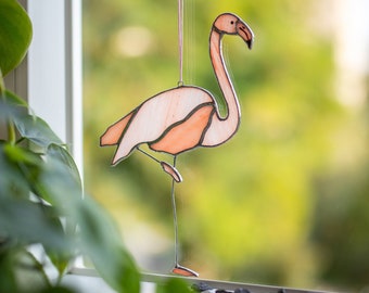 Flamingo Suncatcher, Stained Glass Window Hangings, Mothers day Gift, Pink Flamingo ornament, Hot Pink Decor, Gift for Mothers in law