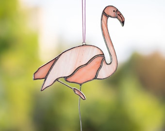 Stained glass Flamingo - Mothers day gifts - Stained glass Window Hangings - Pink Flamingo suncatcher - Beach Decor - Birthday Gift For Her