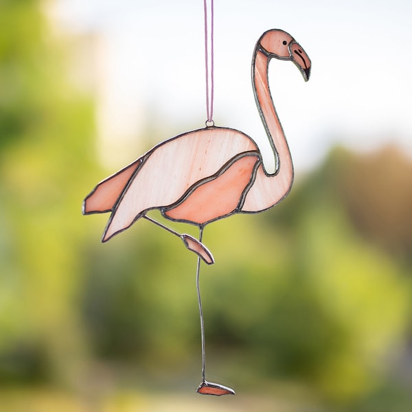 Vidrieras Flamingo - Regalos del Día de las Madres - Vidrieras colgantes - Pink Flamingo suncatcher - Decoración de la playa - Regalo de cumpleaños para ella